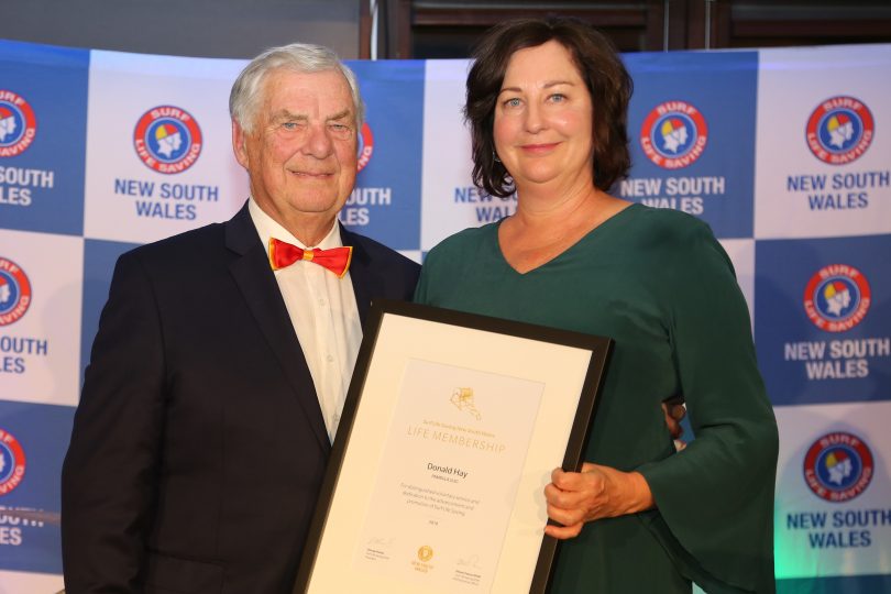 Maria Hay accepting Life Membership for her late husband Don. Photo: Supplied.