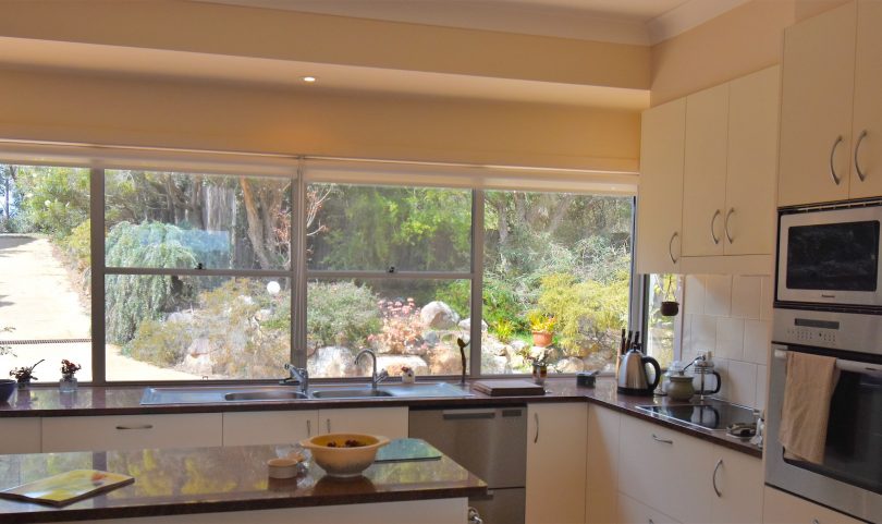 The kitchen gathers morning light and garden aspect. Photo: Supplied