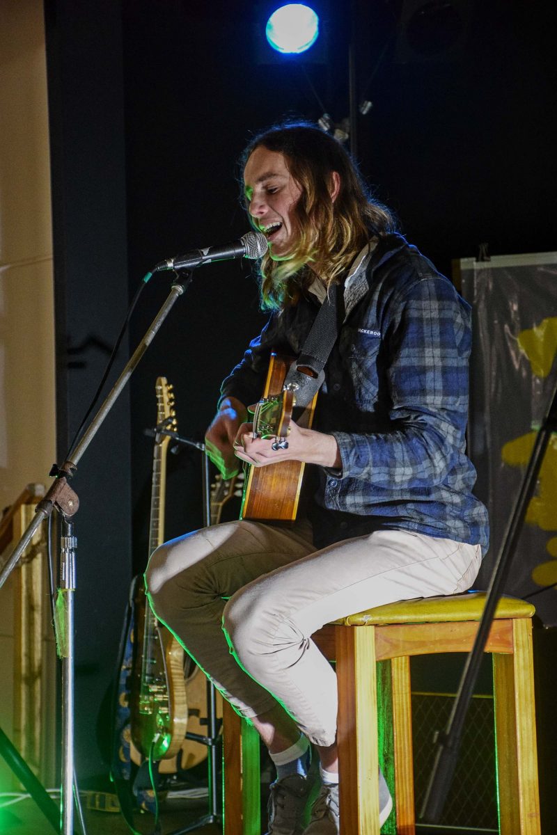 Sam Fletcher played his new single 'On the Road'. Photo: Sean Burke.