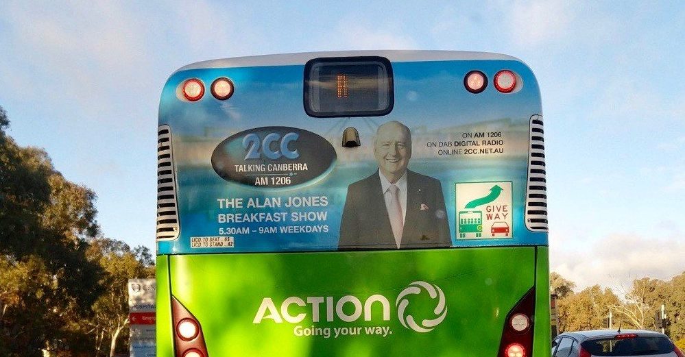 Greens call for Alan Jones ads to be removed from Transport Canberra buses