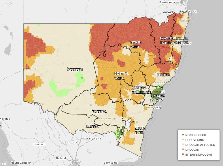 NSW Drought Map, October 2019. Photo: NSW DPI