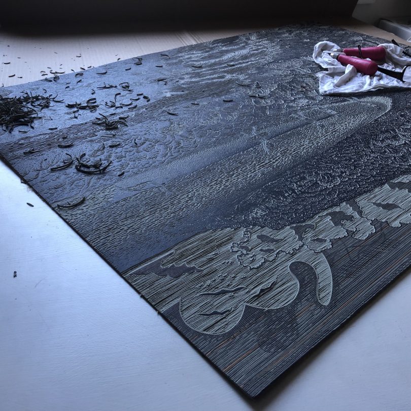 Stan has only recently come to print-making. A detail form a lino carved print. Photo: Supplied. 