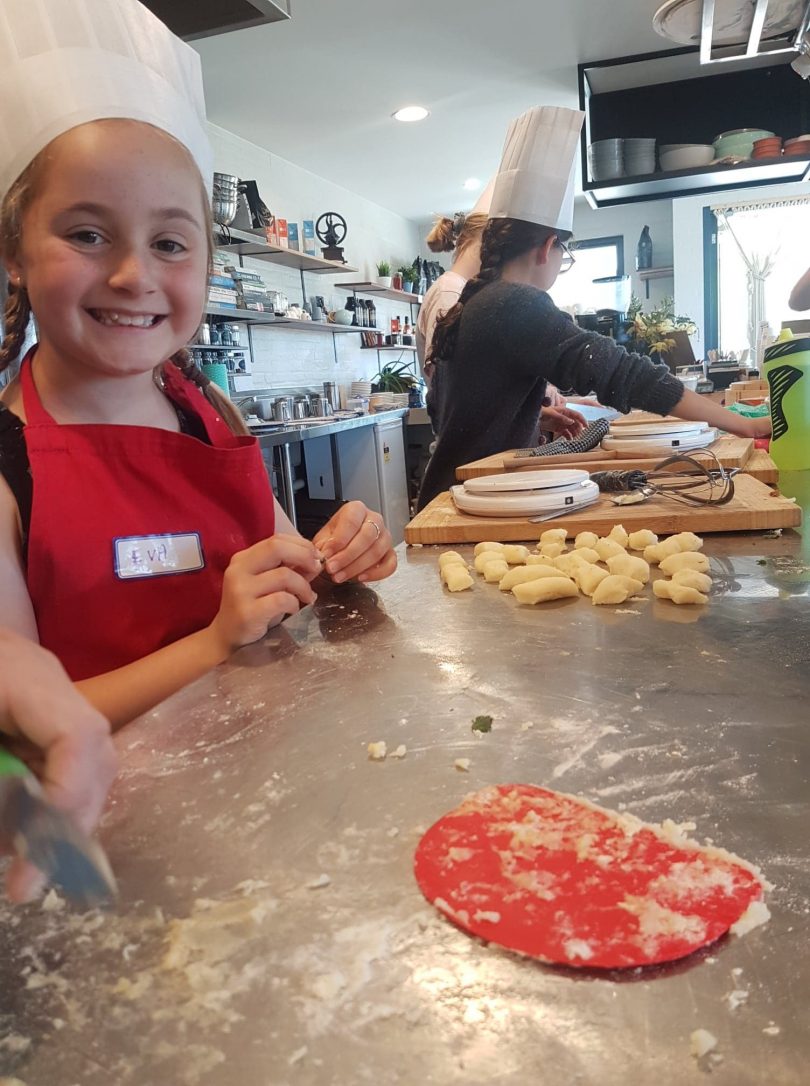 Kelly's young students make Gnocchi and sauces from scratch. Photo: Kelly Eastwood