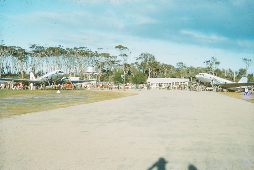 Merimbula Airport Opening, 1950s. Photo: Arthur Kaine, courtesy of Christine Kaine.