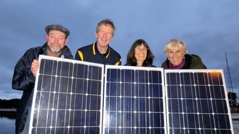 Getting ready for Narooma Rotary Renewable Energy Expo on Saturday 2 November are Rolf Gimmel, left, Expo coordinator Frank Eden, Iris Domeier and President Ange Ulrichsen.