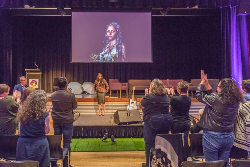 Project 8 mentor, Meaghan Holt, getting a standing ovation at the Festiva of Open Minds last month. Photo: David Rogers Photography for About Regional.