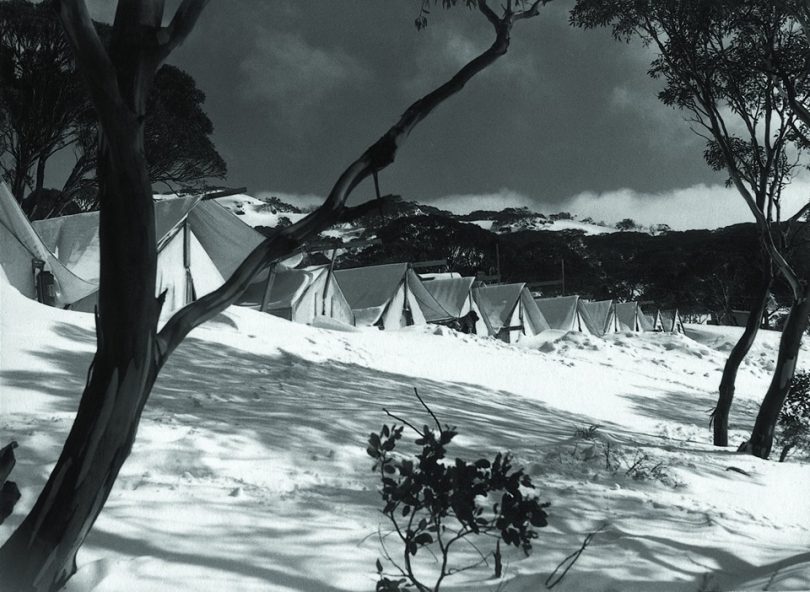 In the early years of construction thousands of workers lived in tents across the Snowy Mountains while building the Scheme. Photo: Snowy Hydro.