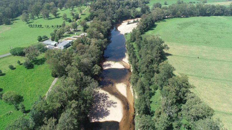 Aerial view of the Tuross Water Pumping Station. Level 1 water restrictions are in effect across the shire from October 14. Photo: Supplied.