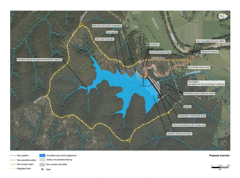 The proposed Eurobodalla Southern Water Storage, west of Bodalla on the banks of the Tuross River. Photo: Supplied.