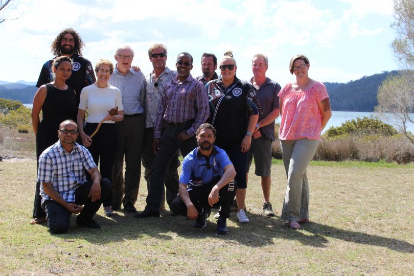 NSW Governor - Her Excellency the Honourable Margaret Beazley AO QC, and husband Dennis Wilson meet the Twofold crew on the shores of Pambula Lake. Photo: Ian Campbell.