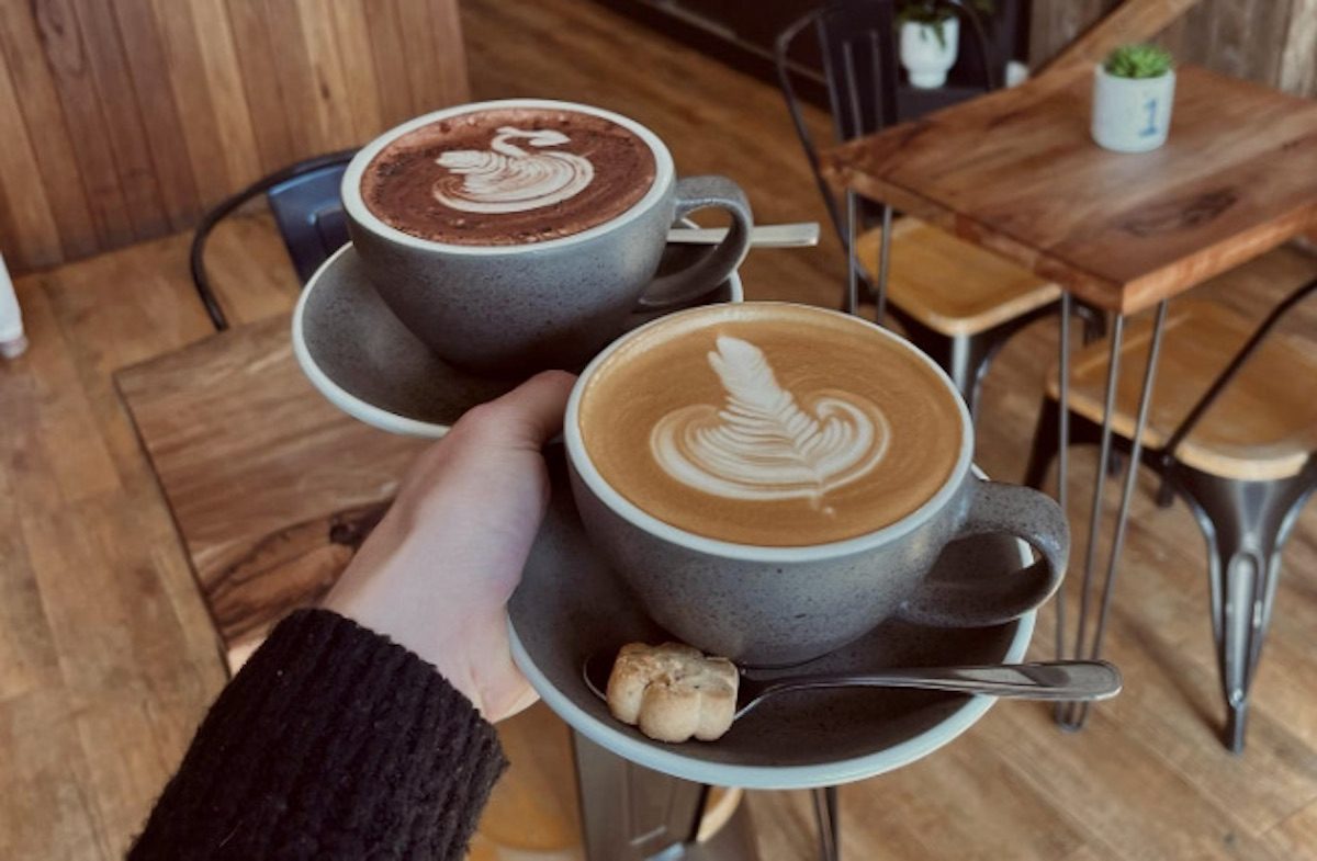 two coffees being served