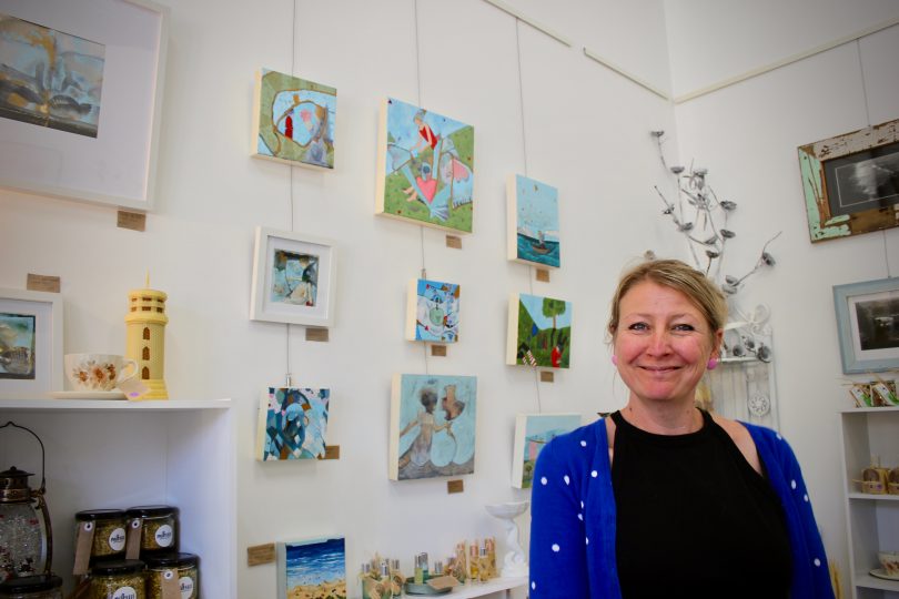 Bliss & Trove's Greta Sharman, pictured with her artwork. Photo: Kat McCarthy.