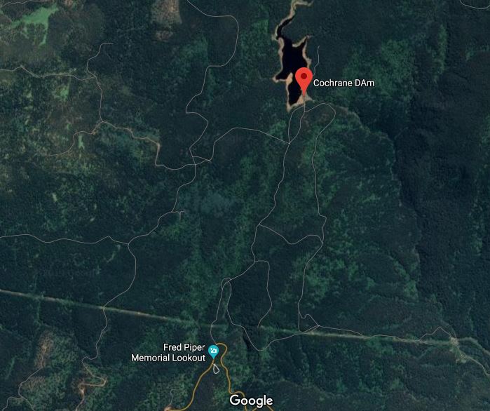 Cochrane Dam, Brown Mountain, west of Bemboka. Photo: Google Maps.