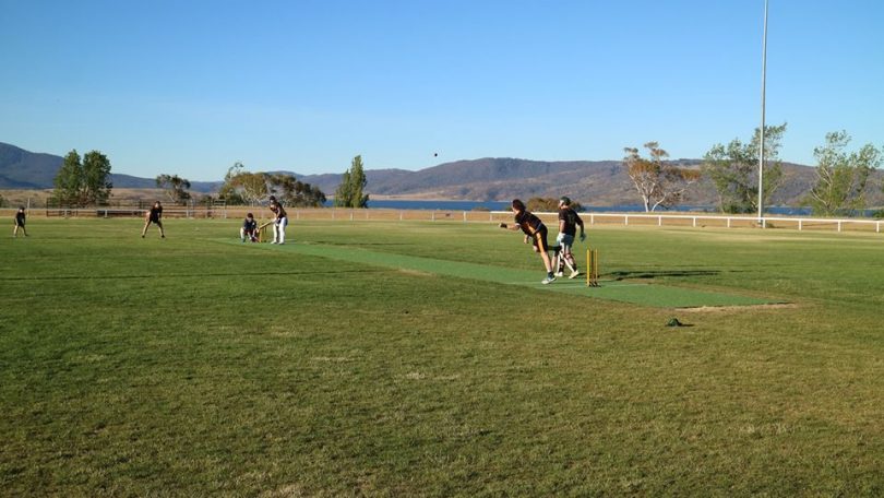 The Jindabyne Tigers Cricket Club and their first training session with the new pitch and facilities at John Connors Oval. Photo: Jindabyne Tigers Cricket Club.