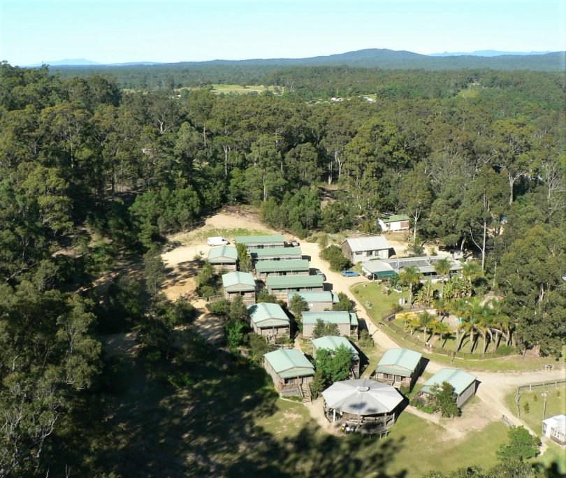 An aerial view of the Mogo property