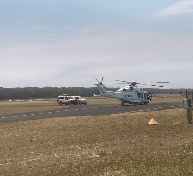 Emergency services respond to Moruya Airport today. Photo: Alex Rea.