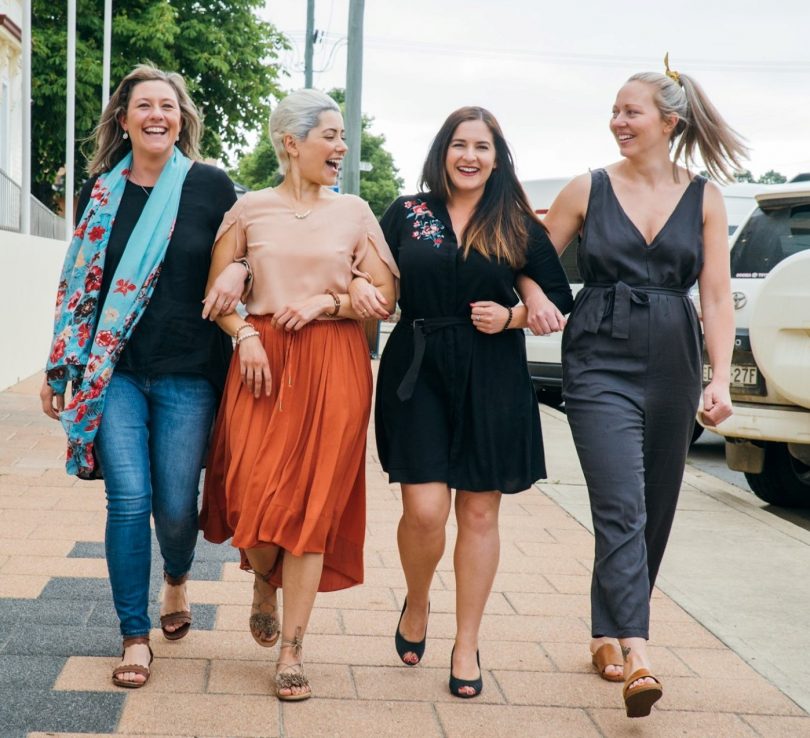 Zoe Joseph [third from left] wants to see more women building each other up and encouraging each other to find peace, not perfection. Photo: Supplied. 