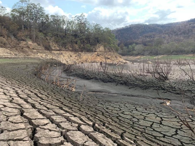 Brogo dam is drying up. Photo: Matt Creek, Facebook. 