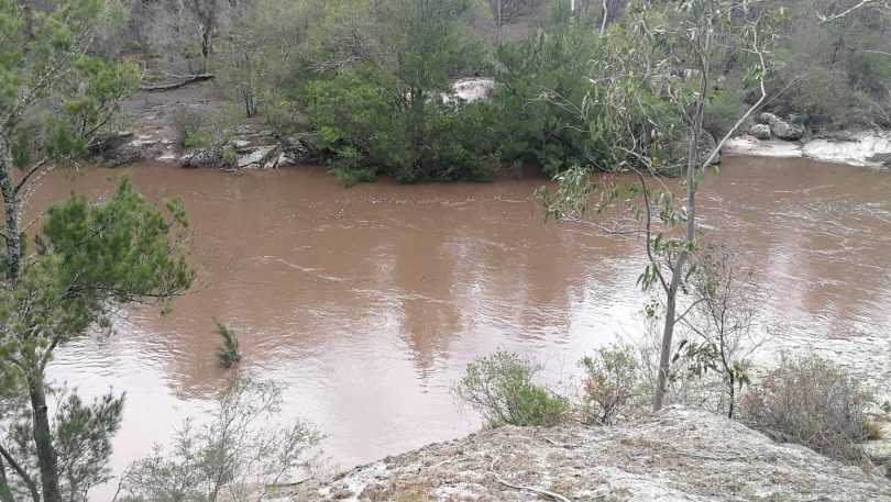 Brogo River (near the BVSC pump station on Tuesday) – poor water quality from rainfall across the catchment burnt by recent bushfires has compromised supply from this source.