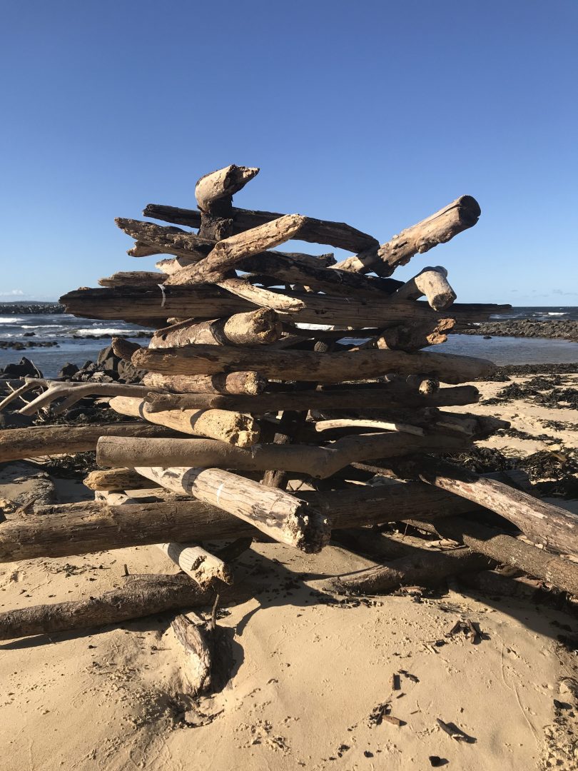 Beach debris sculptures