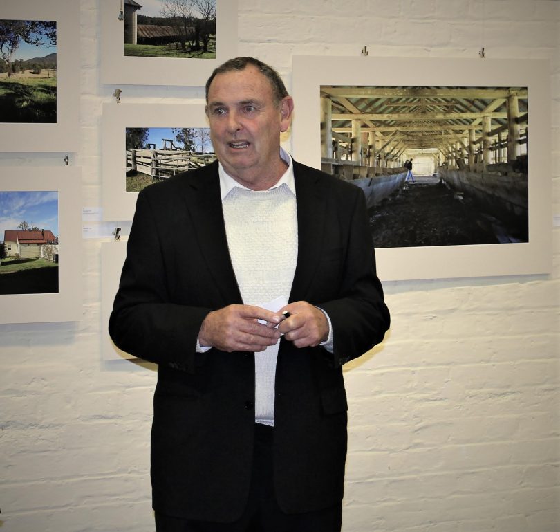 Former Eurobodalla Shire Council Mayor Fergus Thomson standing in gallery.