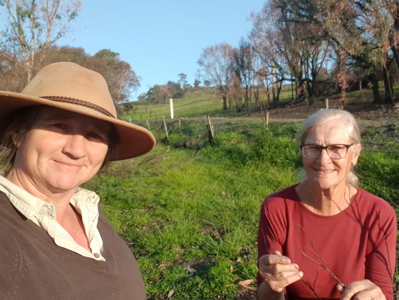 Kylie Durant (left) from Holbrook Landcare, Juliet Cullen (right) from Mountain Landcare, posing outdoors.