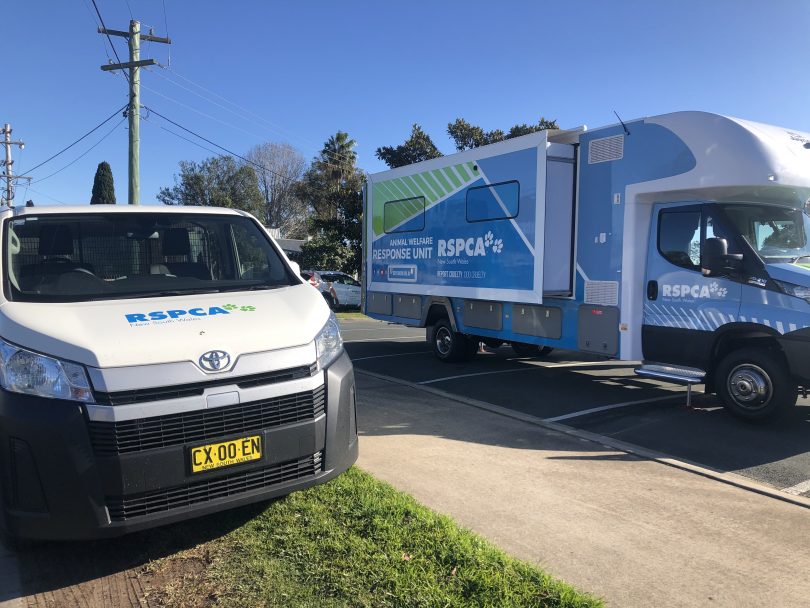 Two parked RSPCA vans as part of the mobile animal welfare response unit.