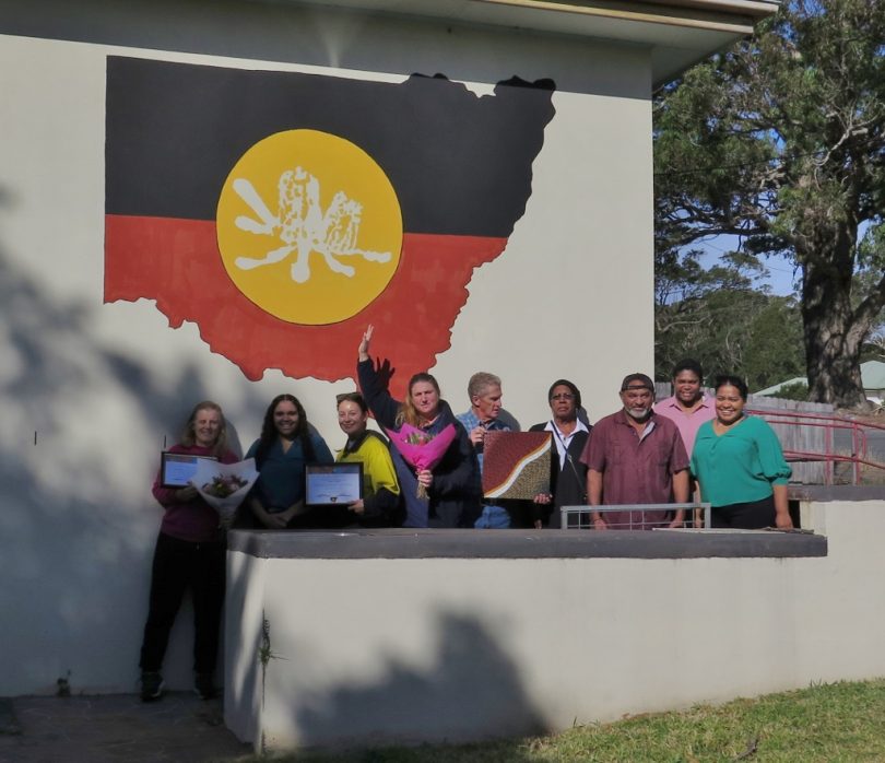 Left to right: Kathryn Maxwell (SHASA); Nakia Moreton-Stewart (Bodalla Local Aboriginal Land Council); Chloe Waugh (MESA) Lisa Cornthwaite (MESA); Tony Lowe (SHASA); Cheryl Moreton (Bodalla Local Aboriginal Land Council); Matthew Moreton (Bodalla Local Aboriginal Land Council); Rachel Kincaid (Bodalla Local Aboriginal Land Council); and Natai Bolt-Terare (Bodalla Local Aboriginal Land Council).