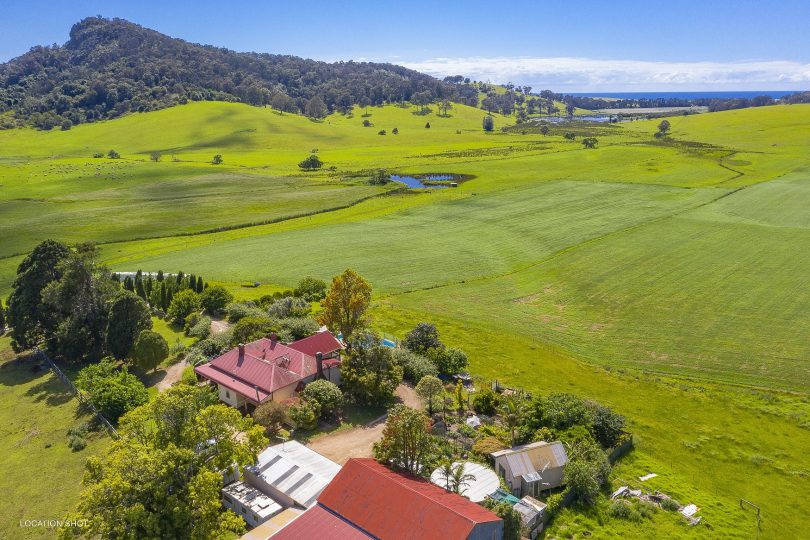 Aerial view of Mountain View Farm in Tilba.