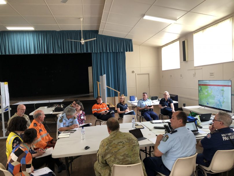 Meeting at Eurobodalla’s emergency operations centre during 2019-2020 Black Summer bushfires.