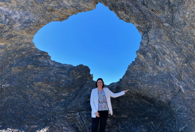 Kristy McBain standing at Australia Rock in Narooma.