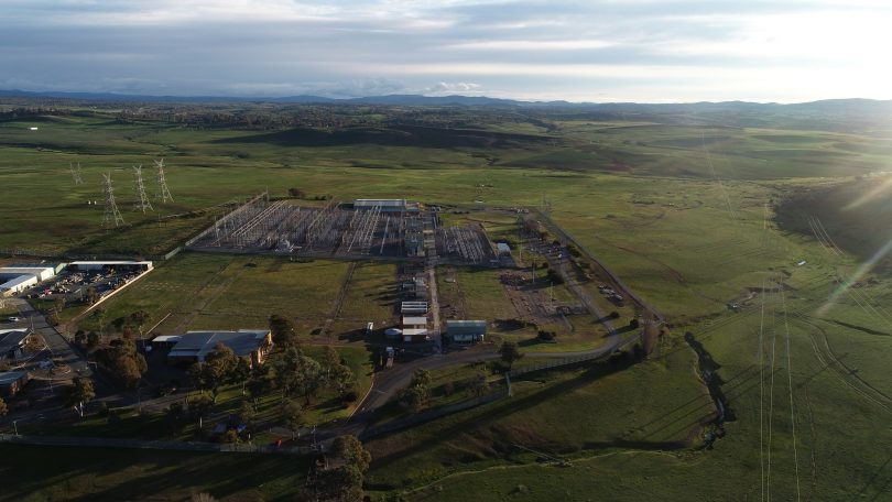 Aerial view of TransGrid substation in Yass.