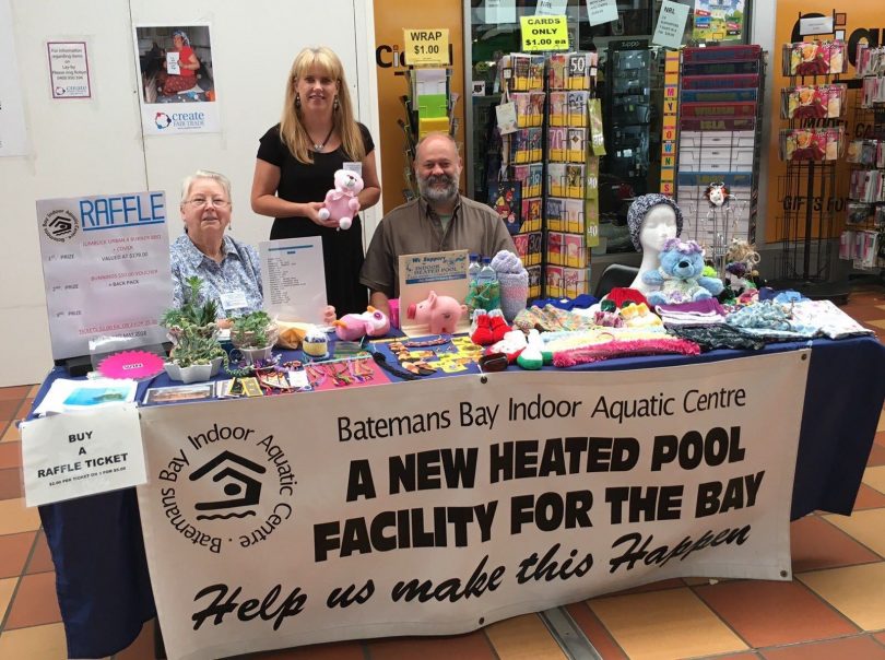 From left: Dee Jones, Carolyn Harding and Rodney Weber at a stall to raise money for Batemans Bay Indoor Aquatic Centre.