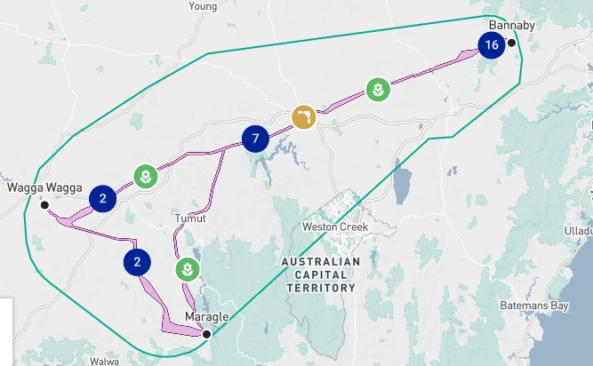 The proposed route for TransGrid's HumeLink.