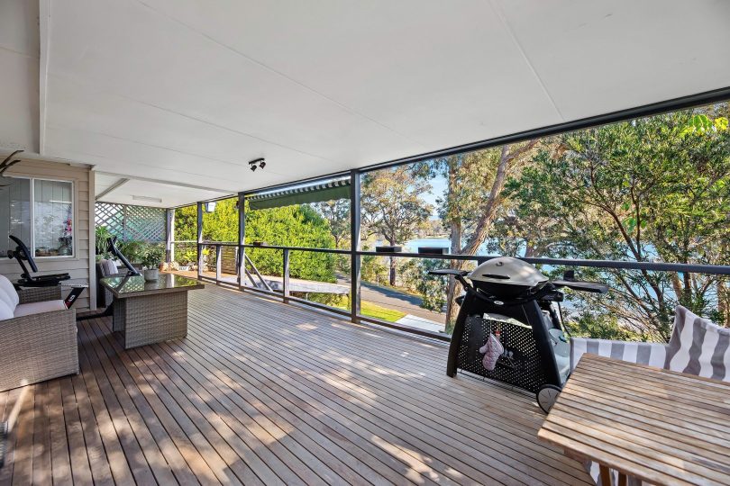 Outdoor deck at property at 29 Lakeview Drive in Narooma.