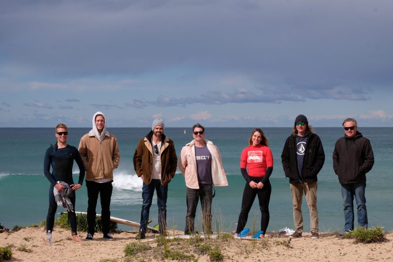 Malua Boardriders organising committee. Left to right: Dave Perry, Tom King, Andy Tyler, Henry Barrington, Melissa Love, Leigh Drew, Dave McCarthy.