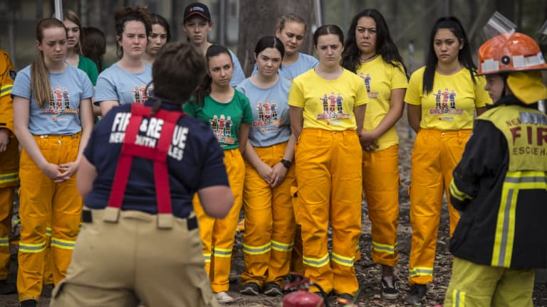 Participants standing at the Girls Fire and Emergency Services Camp.