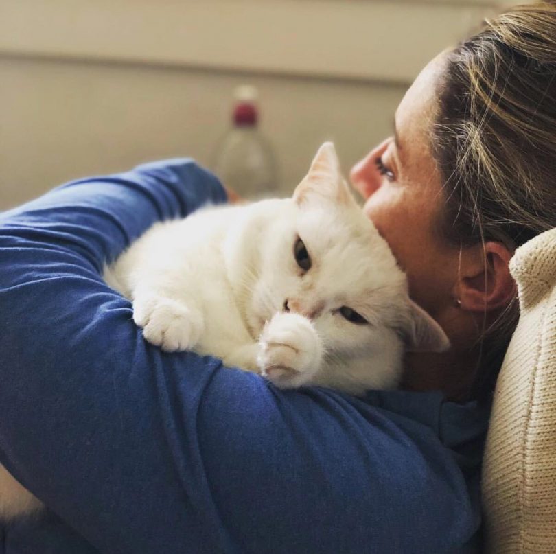 Zoe Pedashenko with feline Cat.