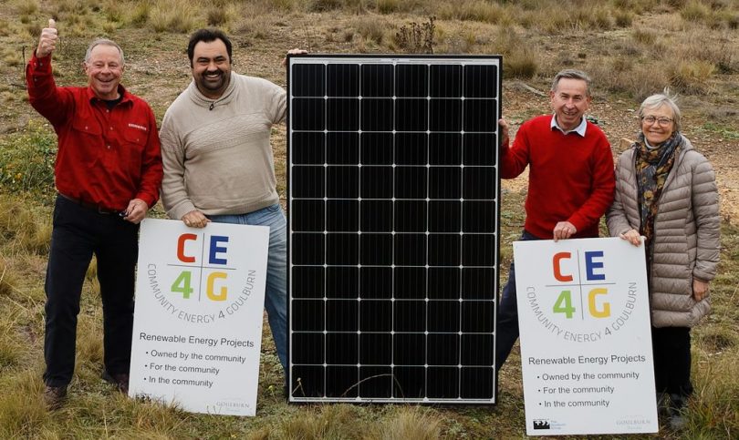 Community Energy 4 Goulburn committee members on the Goulburn Solar Farm site.
