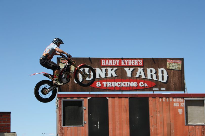 Stunt motorbike rider Randy Ryder at Goulburn Show.