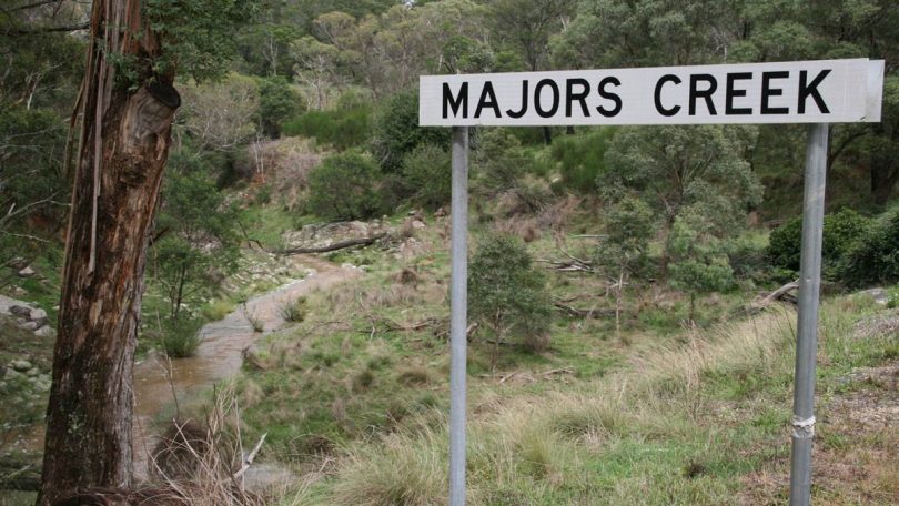 Sign for Majors Creek.
