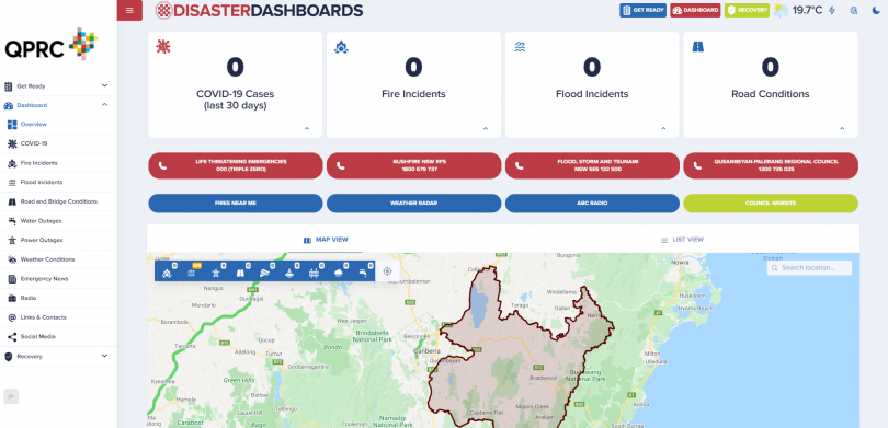 A highlighted map on the Disaster Dashboards.