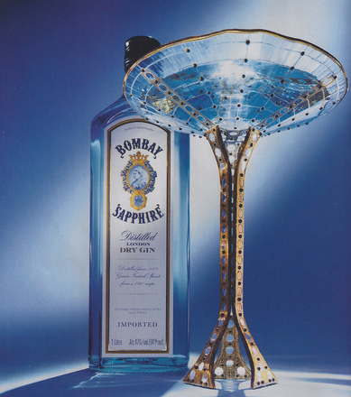 Bombay Sapphire martini glass designed by Peter Crisp.