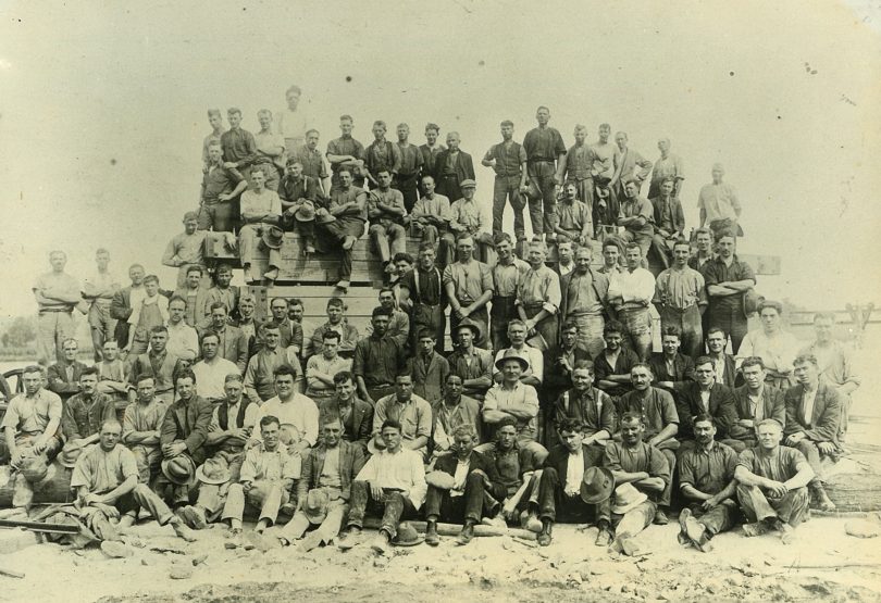 Historical photo of Eurobodalla granite quarry workforce.