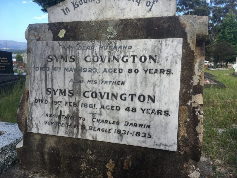Headstone of Syms Covington’s grave at Pambula Cemetery.