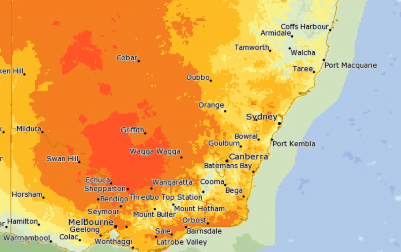 A heat map of NSW and the ACT.