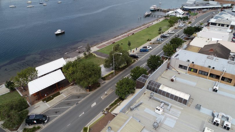Aerial view of Batemans Bay street.