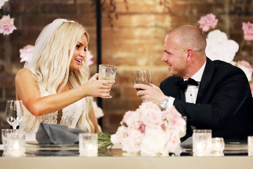Samantha Harvey and Cameron Dunne at their wedding on Married at First Sight.
