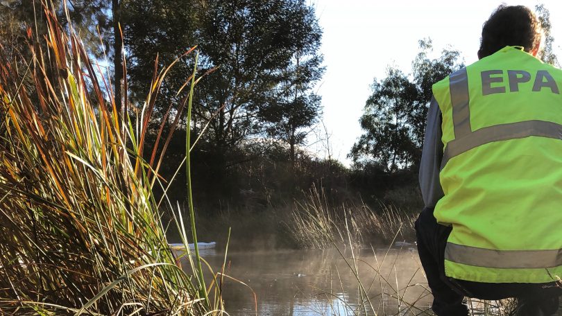 NSW EPA officer checks pollution levels at Queanbeyan River
