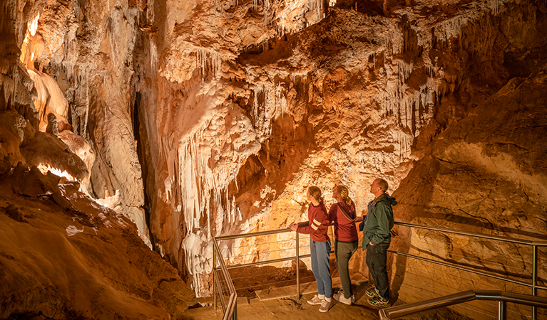 Members of the public explore Fig Tree Cave at Wombeyan Caves near Goulburn. 